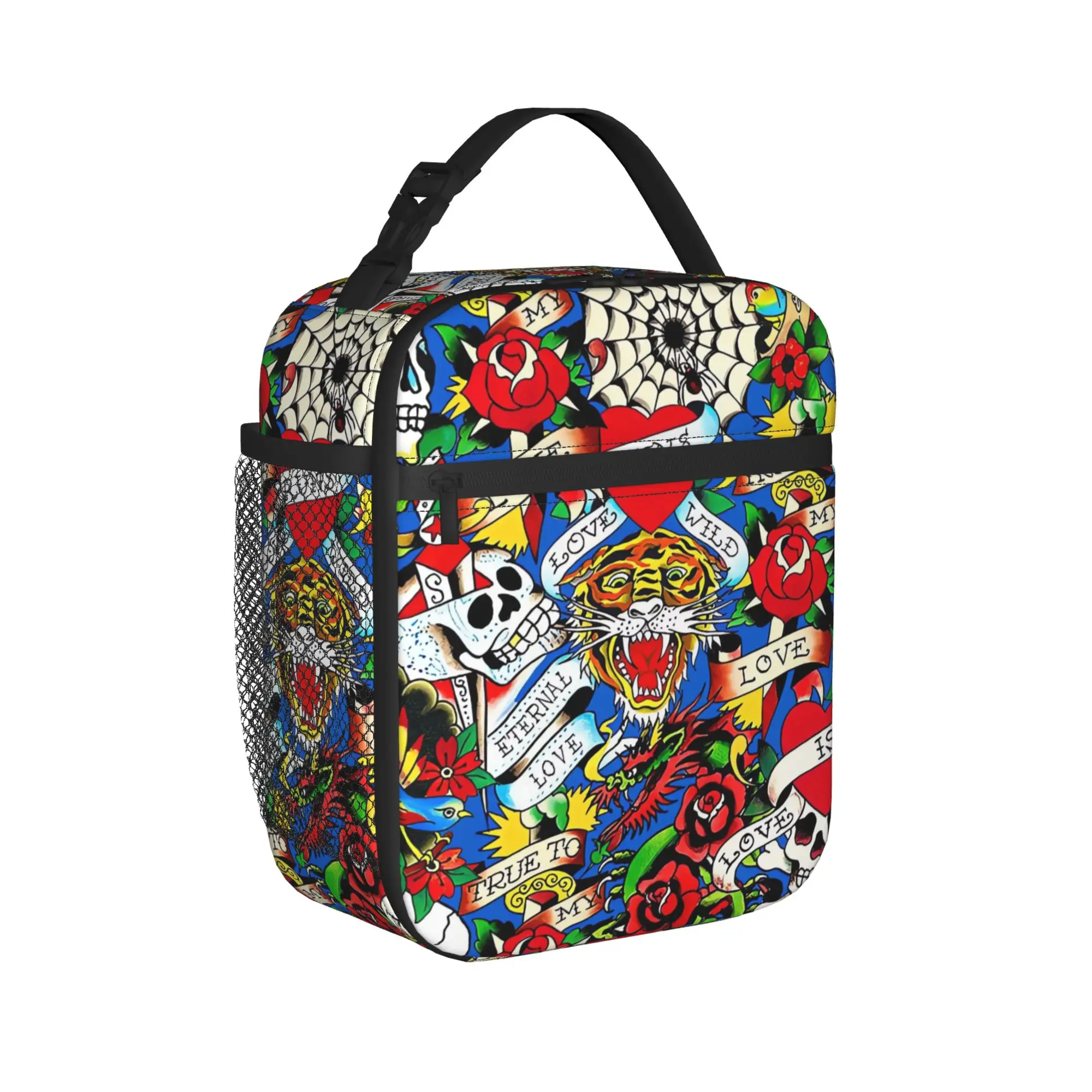 Lunch Bag Eded Hardys Casual Lunch Box For Men Office Portable Insulated Cooler Bag Oxford Graphic Thermal Lunch Bags