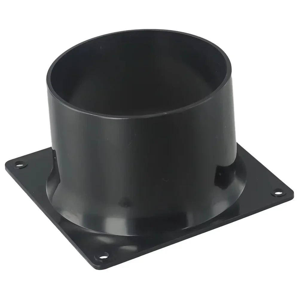 75/100/120mm ABS Square Bottom Straight Flange, Black Air Duct Connector, Air Inlet Outlet Ducting Connection Flange
