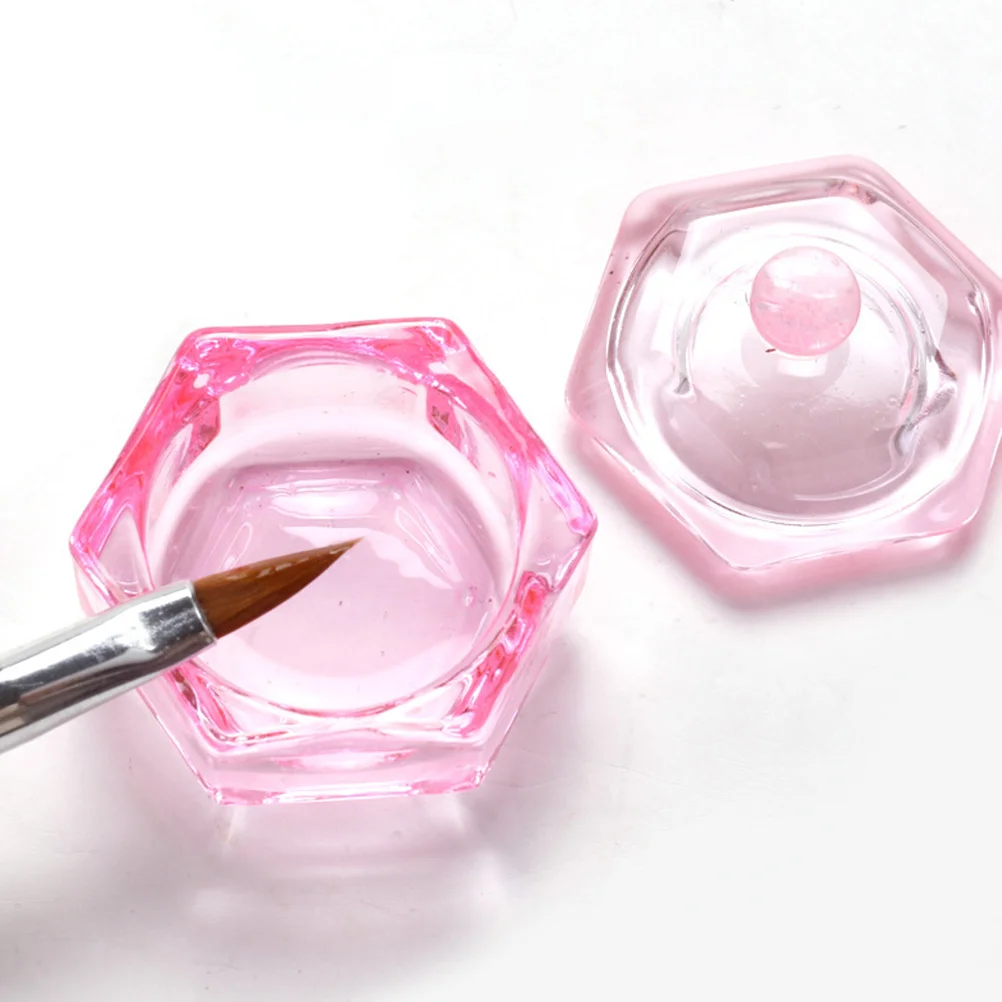

2Pcs Pink Crystal Glass Dappen Dish Acrylic Nail Tools Reliable Texture for Professional and DIY Lovers Monomer Dish