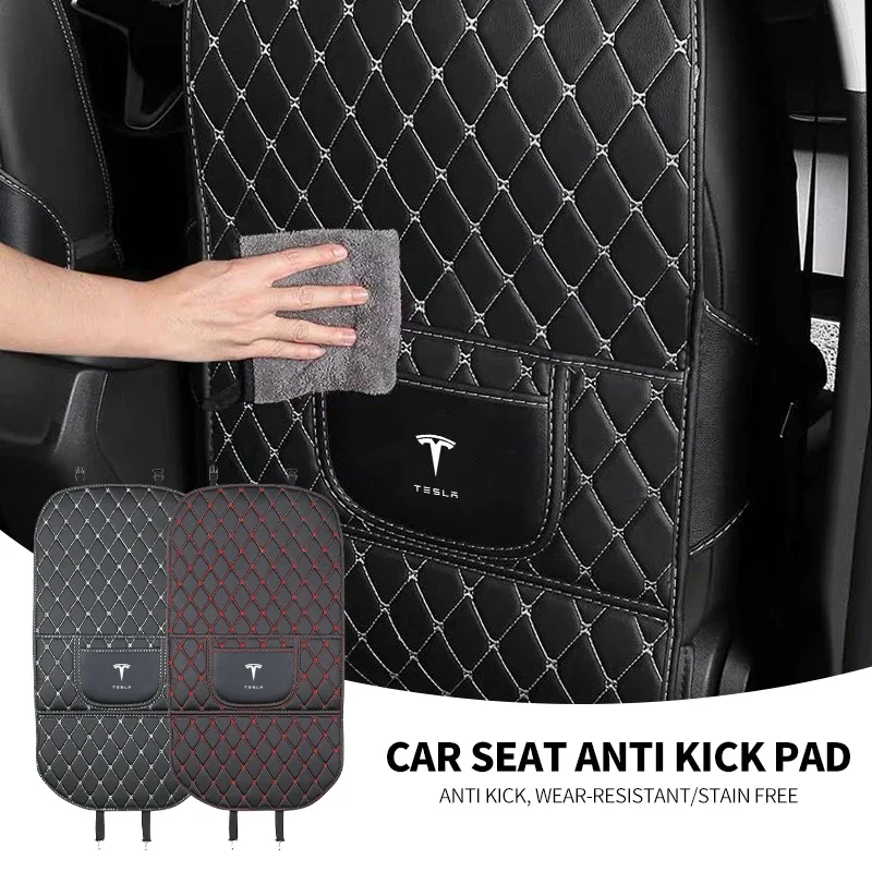 For Tesla Model X Model S Car Seat Backrest Protective Mat Wear-resistant Anti-Kick Pad Auto Interior Accessories 2022-2023