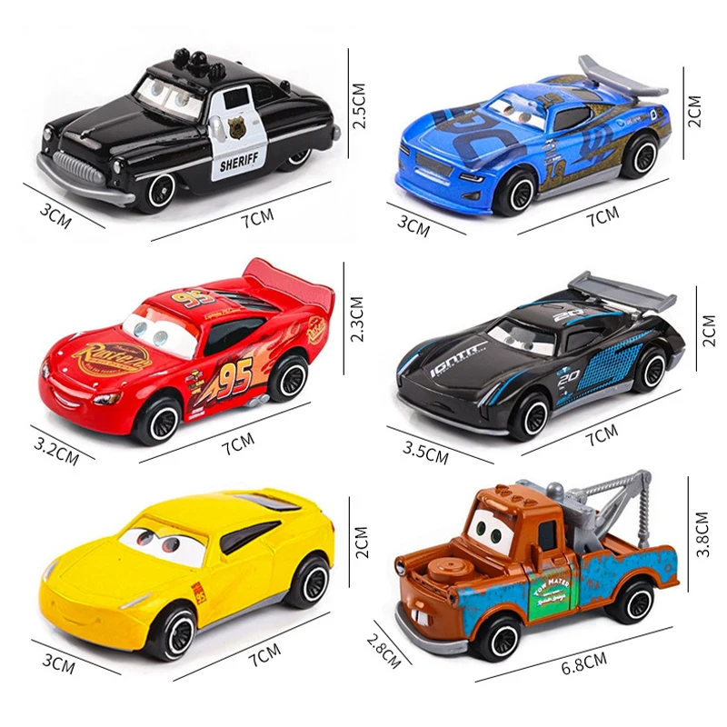 Disney-juego de coches Pixar cars 3 para niños, juguetes de modelo de coche de Metal fundido a presión, Rayo Mcqueen, tío Truck Jackson Storm 1:55,