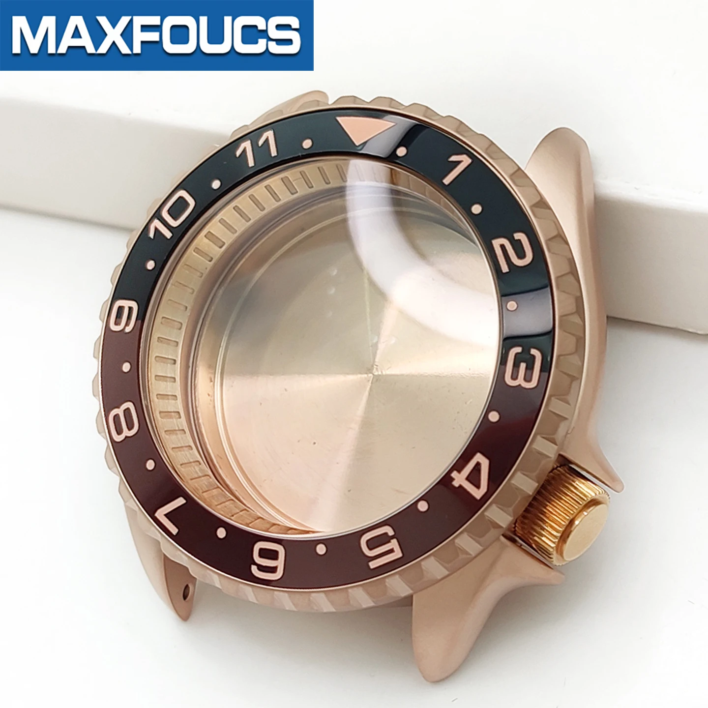 Mattes 3.8 SKX Roségold Uhrengehäuse Krone bei 4 Uhr Edelstahl-Finish MOD NH36 Saphirglas Lünette Kundenspezifische Teile – Detail 13