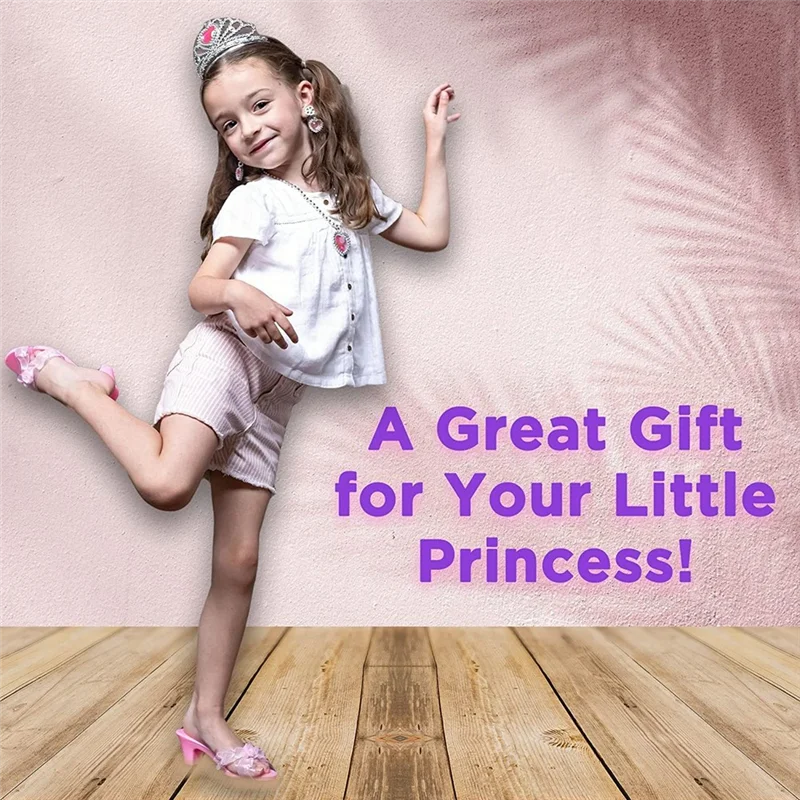TFORU-Princess Dress Up Shoes للأطفال الأميرة الكعوب التيجان والمجوهرات مجموعة هدايا طفل للأعمار 3، 4، 5، 6، هدية عيد ميلاد أ #4
