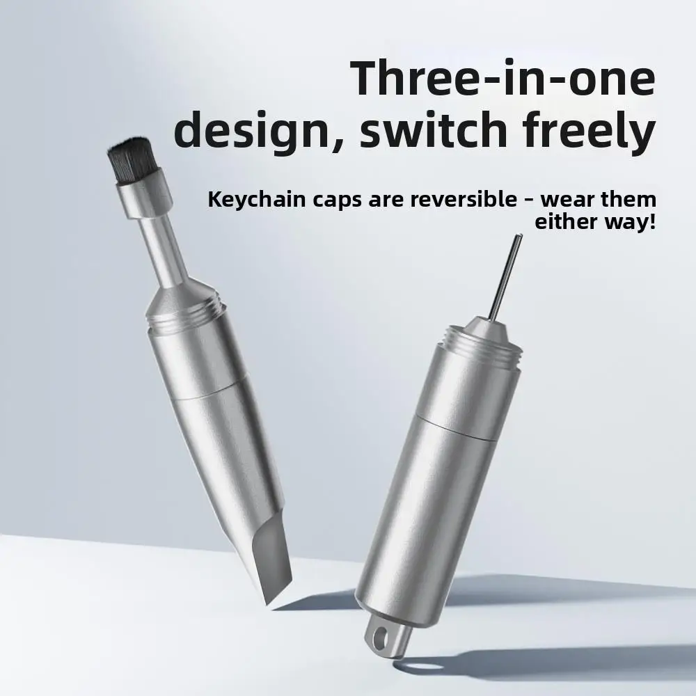 Multi-purpose 3 In1 Keychain Disassembling Express Delivery For Mobile Phone Card Retrieval Needle With Brush Cleaning Brush
