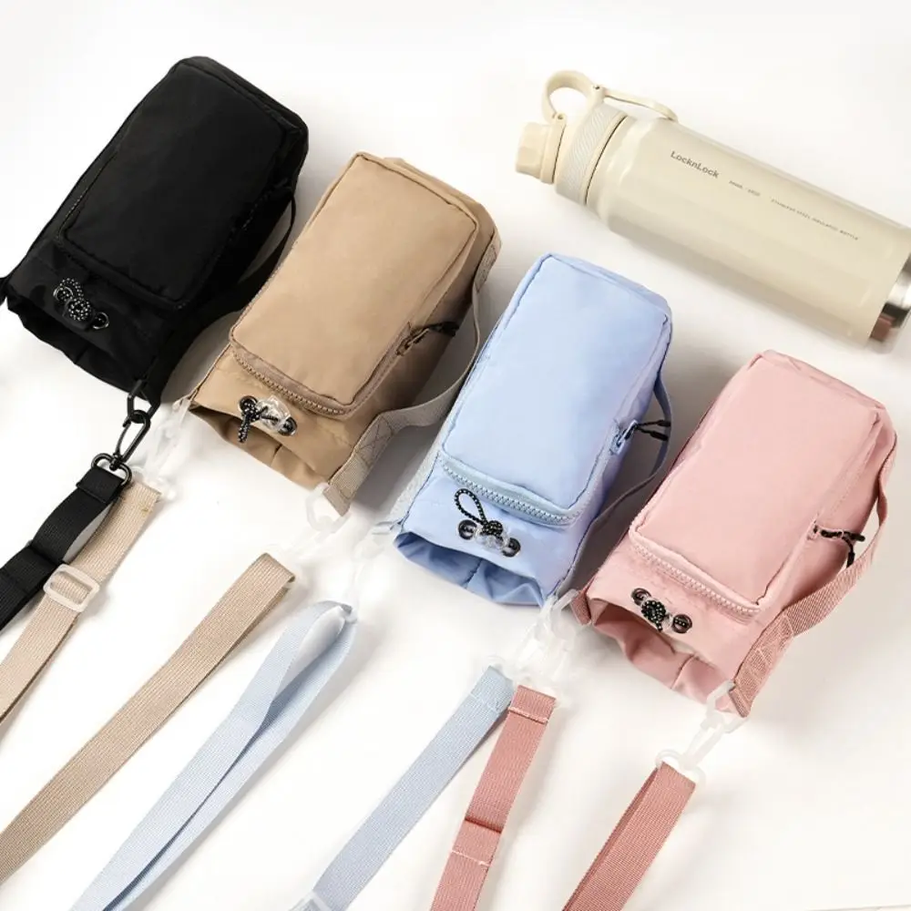 with Adjustable Shoulder Strap Water Bottle Holder Pouch With Phone Pocket with Keychain & Mountaineering Button Vacuum Cup Bag