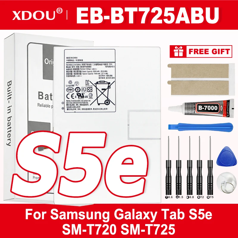 100% New 7040mAh EB-BT725ABU Replacement Tablet Battery For Samsung Galaxy Tab S5e T725C T720 SM-T720 SM-T725 + Tools