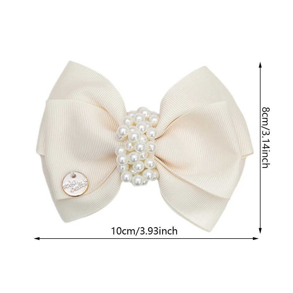 10cm Ribbon Bow Pearl Hair Bows Alloy J oJo Princess Girls Clips Covered Alligator Hairpins Hairgrips Korea Handmade Headwear