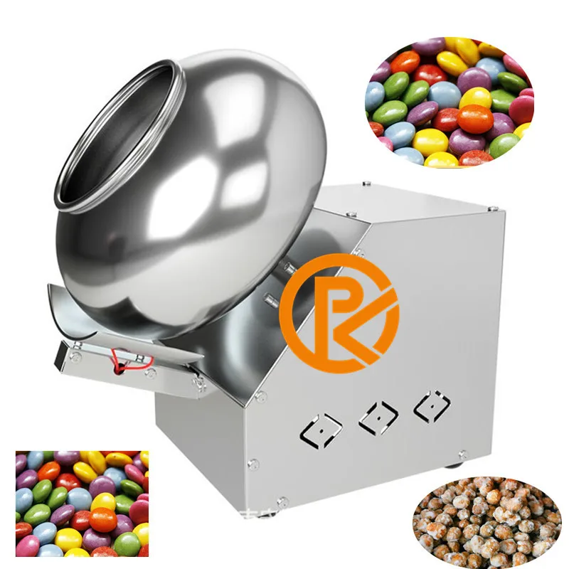 เครื่องเคลือบช็อคโกแลตอาหารน้ําตาลขนาดเล็กขนมถั่วลิสงหวานช็อคโกแลตฟิล์มเคลือบกระทะเครื่องจักร