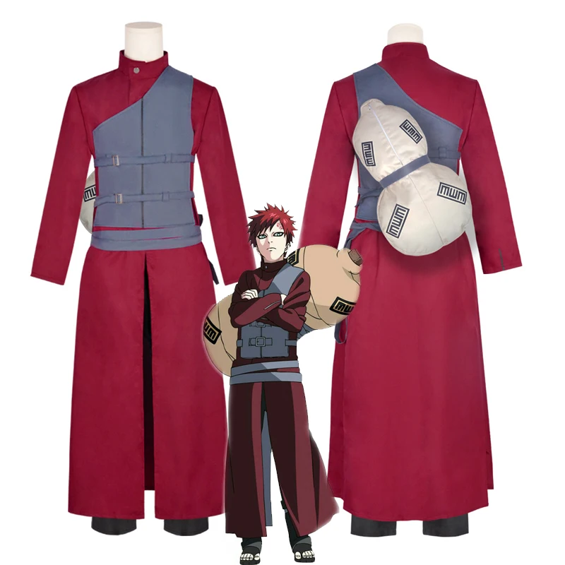 

Anime Ninja Gaara Cosplay Costume Sand Waterfall Fifth Kazekage Red Hair Shinobi Ninja Set Wig Halloween Xmas Party Outfits
