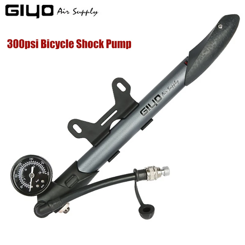 

Giyo Bicycle Shock Pump 300psi High Pressure Air Hand Pump With Gauge Mountain Bike Inflator MTB Fork / Rear Suspension Pump