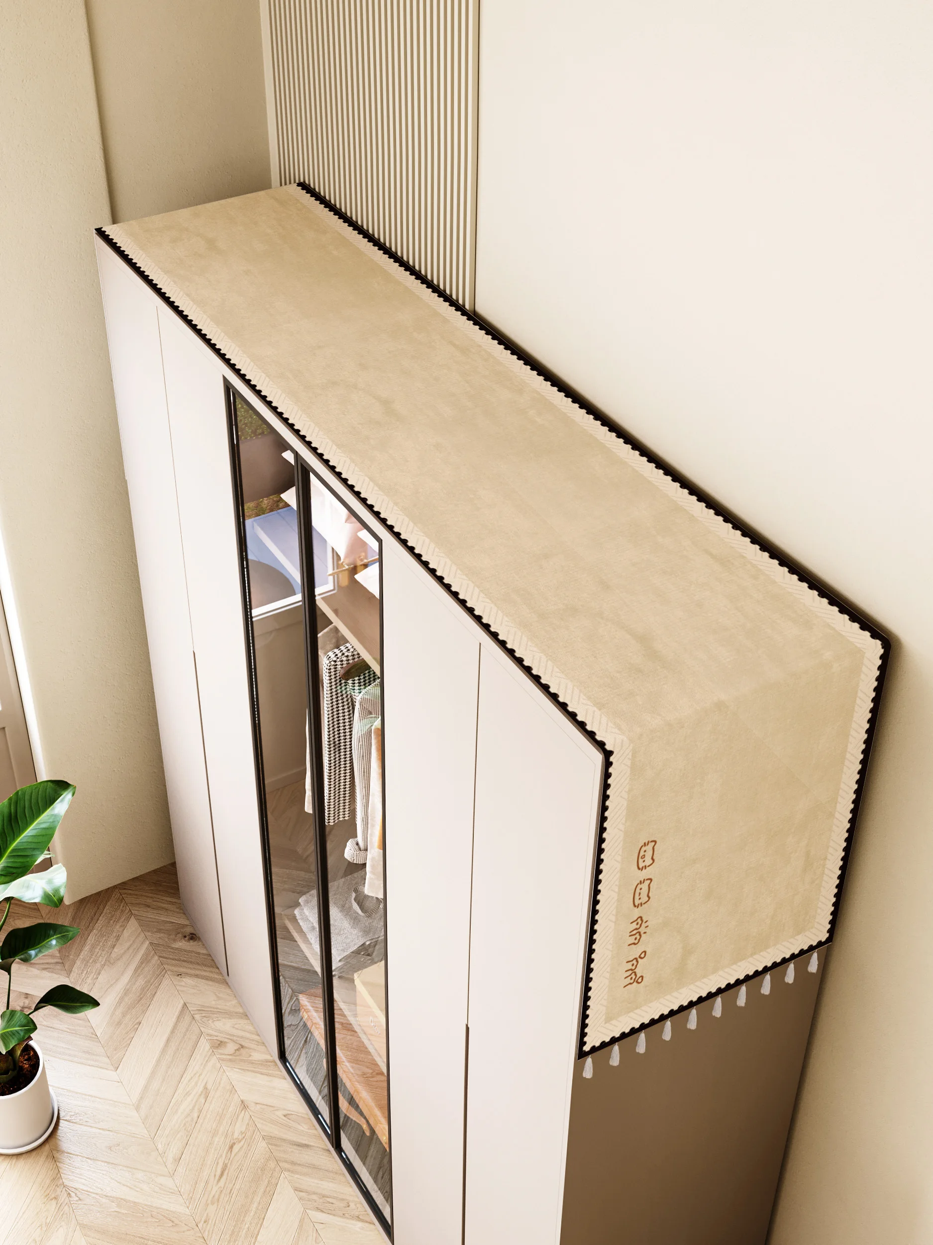 

Современный пылезащитный чехол для верхней части тумбы под телевизор, длинная полоса ткани для защиты от пыли для мебели в студенческом общежитии