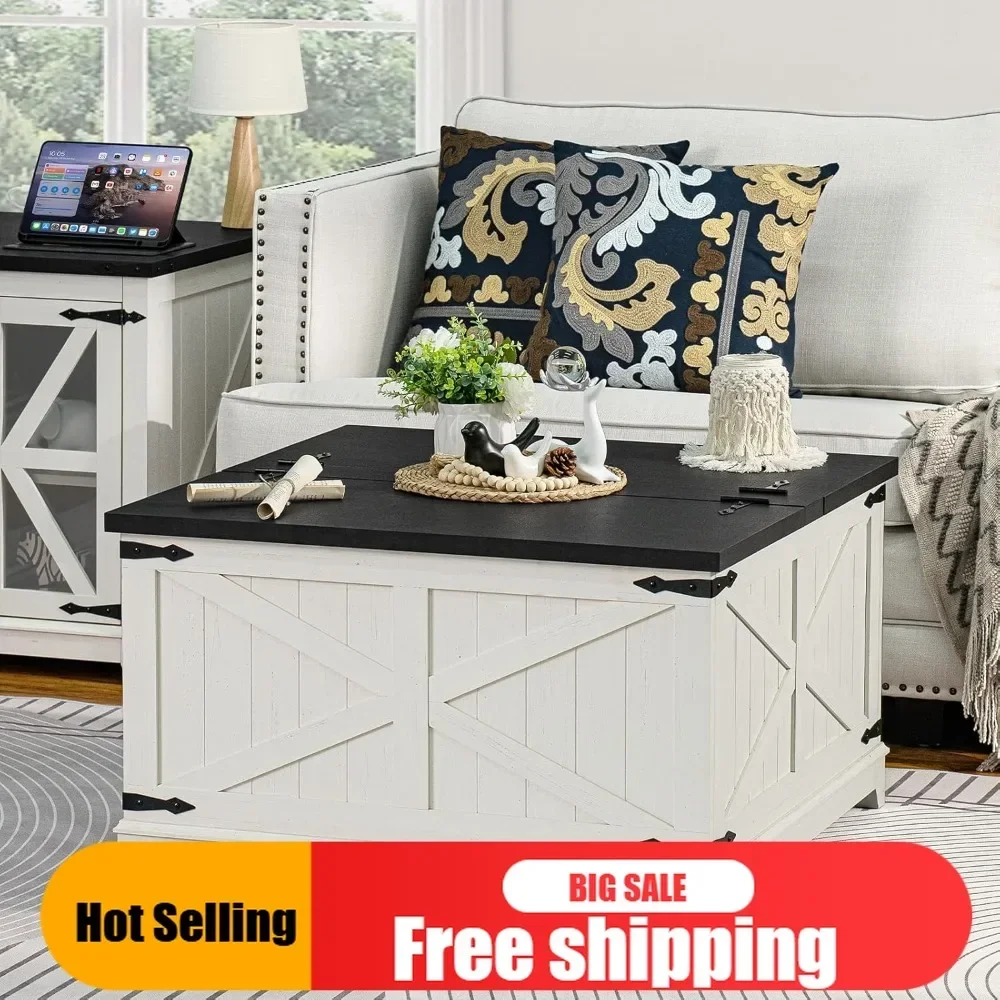 

BestsellerBestsellerBestsellerEasy Assembly farmhouse coffee table sets 2 pieces, large end side tables with charging station an