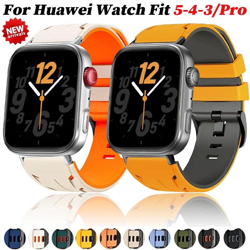 Silikonarmband für Huawei Watch Fit 5 Pro 4 3 Sportliches Atmungsaktives Band für Huawei Watch Fit3 Fit4 4 Pro Fit5 Ersatzarmband