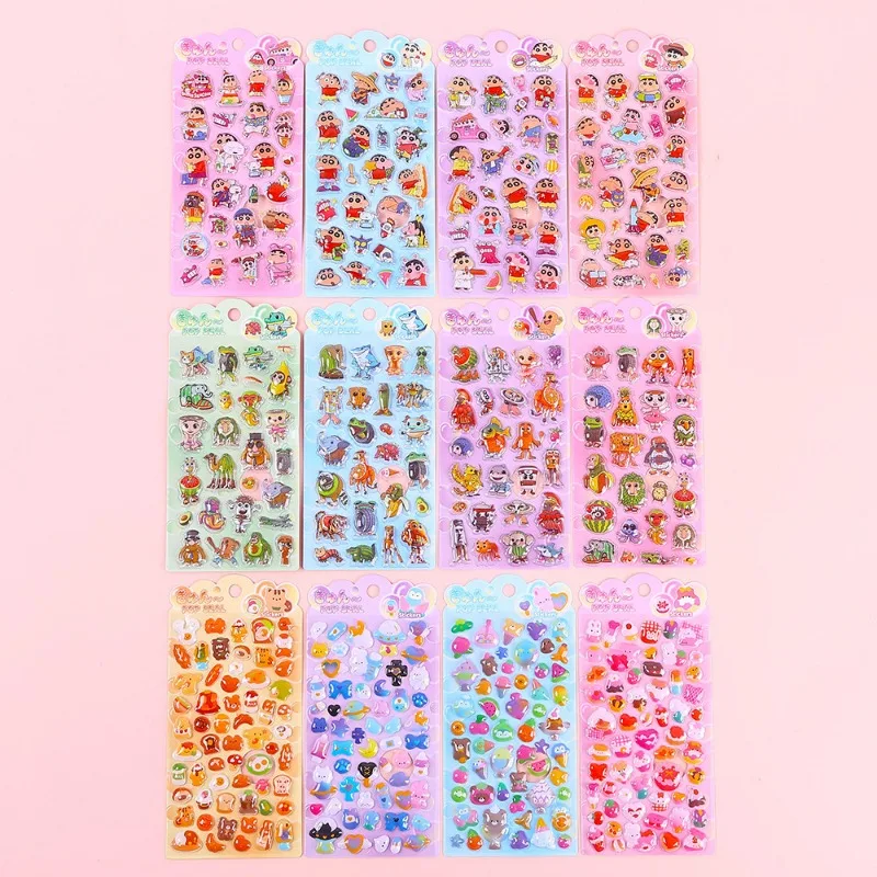 Cartoon 3D Embossed Transparent Stickers Anime Merchandise Vibrant Colors High Quality Design Reward Sticker Kawaii Gift