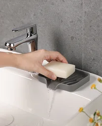 Silicone Soap BoxJapanese Bathroom Drain RackNon-punching Soap BoxHousehold Drain BoxPortable Soap Box new 2024