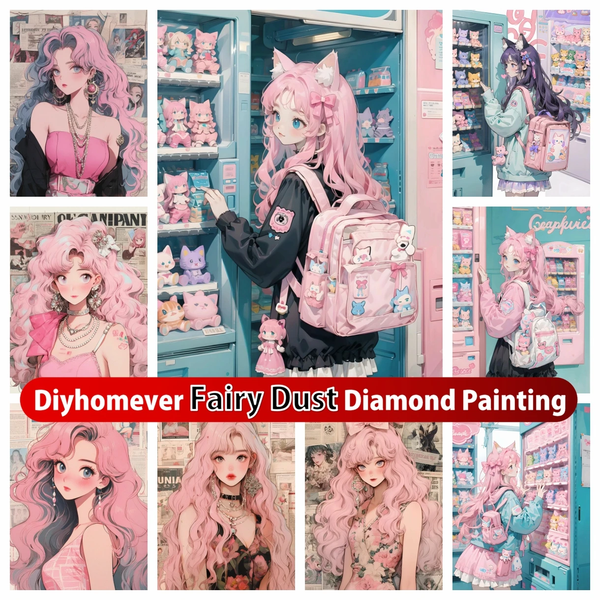 

Japanese Kawaii Girl Fairy Dust Diamond Painting Mosaic Fantasy Cartoon Art Cross Stitch Embroidery Home Decor Children's Gift