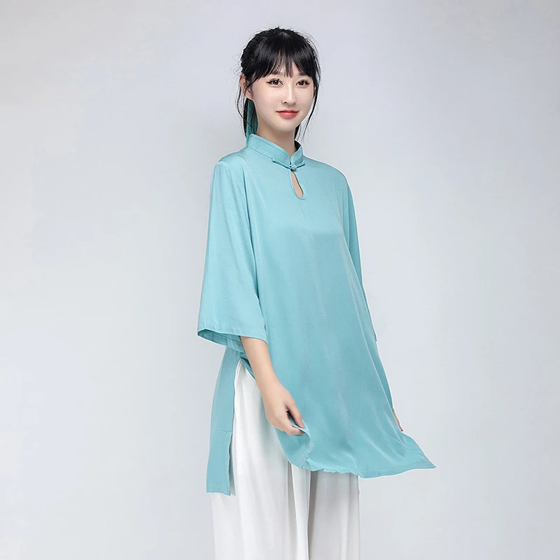Women's Unisex Tai Chi Suit 100% Silk Embroidered Floral Spring/Summer Performance & Competition Wear