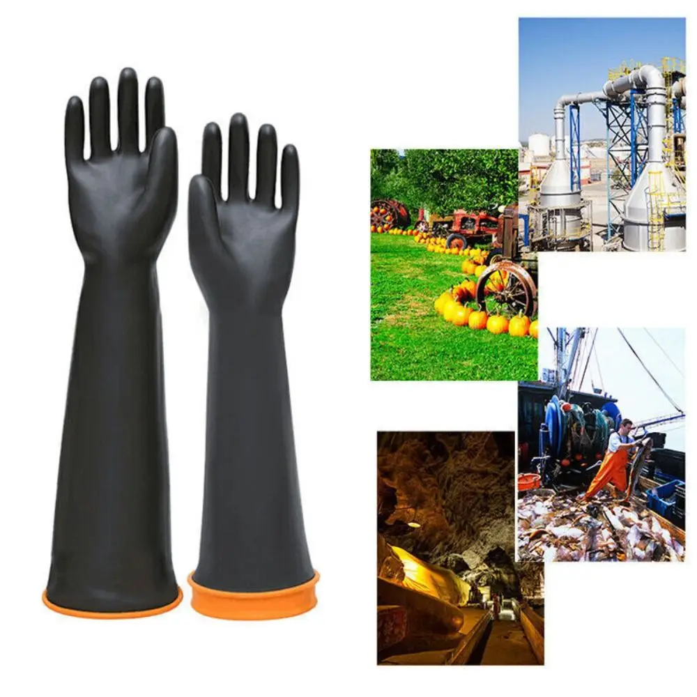 

Resist Strong Acid and Alkali Chemical Resistant Gloves Reusable Heavy Duty Industrial Rubber Gloves 17''22'' Long