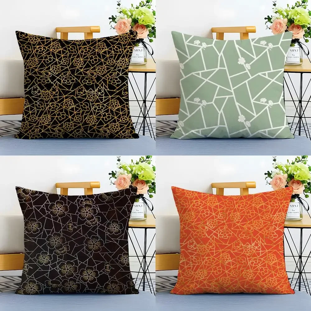 Chinese Ice-Crack Pattern Plum Blossom Design Cushion Cover Linen Pillowcase Soft  for Sofa Bed Home Room Decor