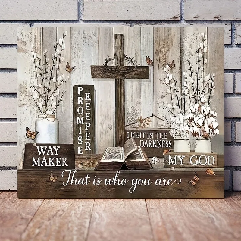 

1pc Wooden Framed Farmhouse Cotton Flower Canvas Painting Art Prints Wall For Bedroom Living Room Home Decor Inspirational