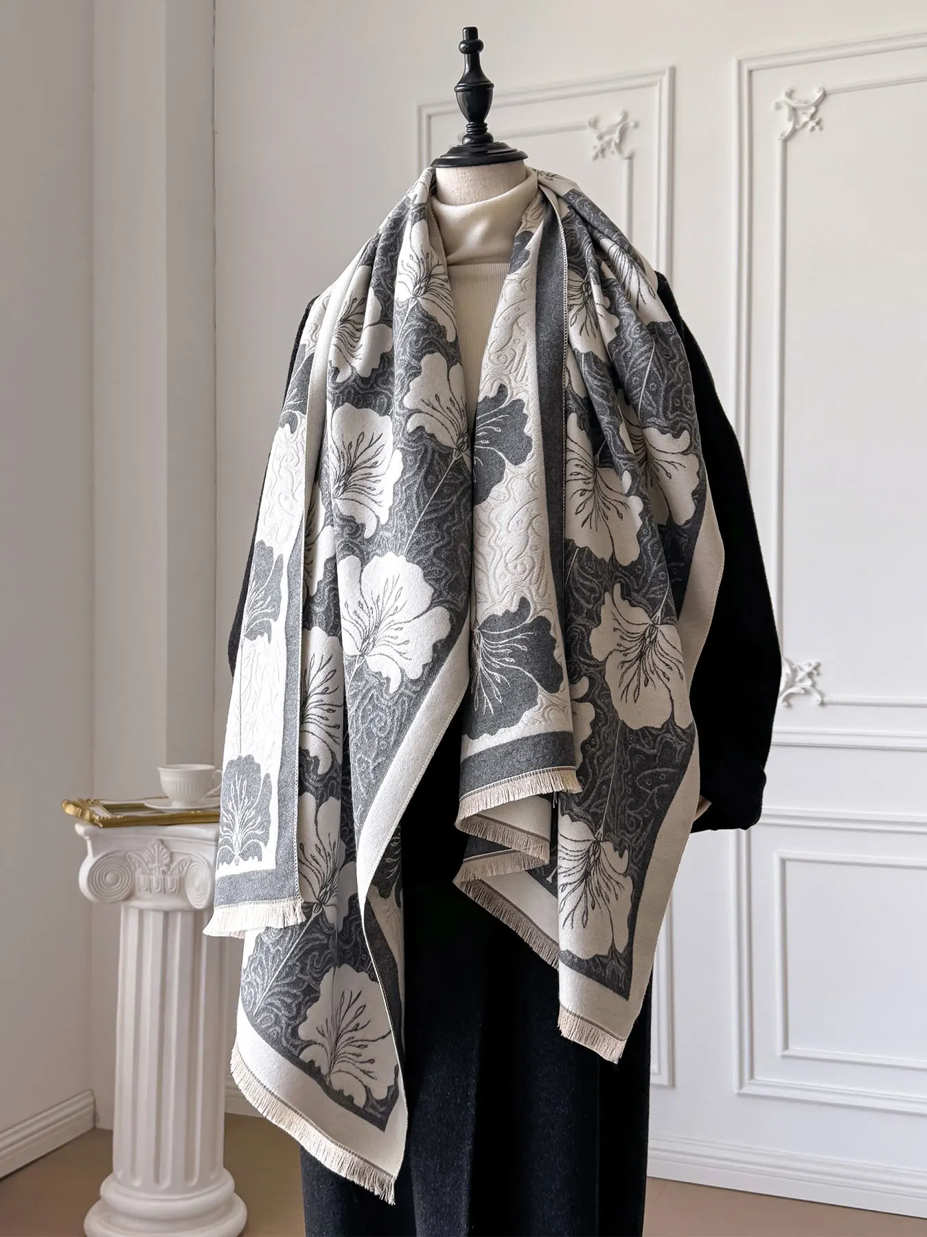 الفاخرة الشتاء فو الكشمير يلتف للنساء وشاح دافئ الباشمينا شال بطانية السفر المعطف الشالات #1