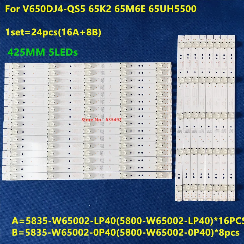 Imagem -02 - Conduziram a Tira para 5835-w65002-lr40 5835-w650020p40 Lr10 0p10 5800-w65002-lr40 V650dj4-qs5 65e6000 65uh5500 65k2 65m6e 24 Peças