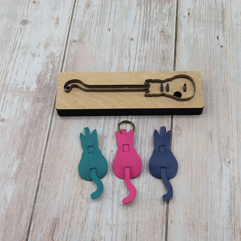 New Japan Steel Blade Wooden Die Kitten key chain pendant Wallet Leather Craft Punch Hand Tool Cut Knife Mould leather tools