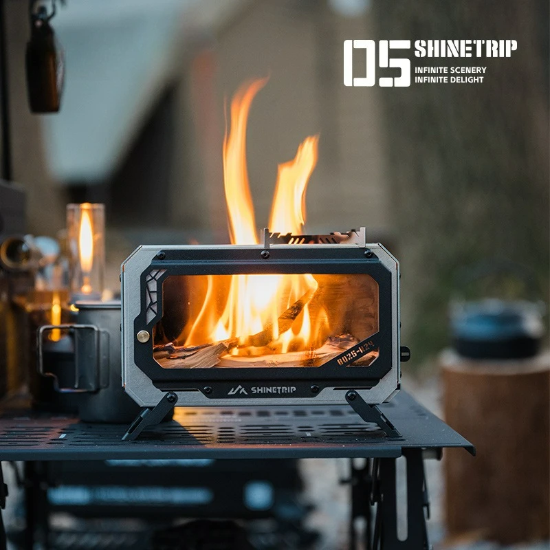 Portable Mini Wood Stove Stainless Steel Lightweight Camping Tent Fire Pit for Outdoor Cooking Heating