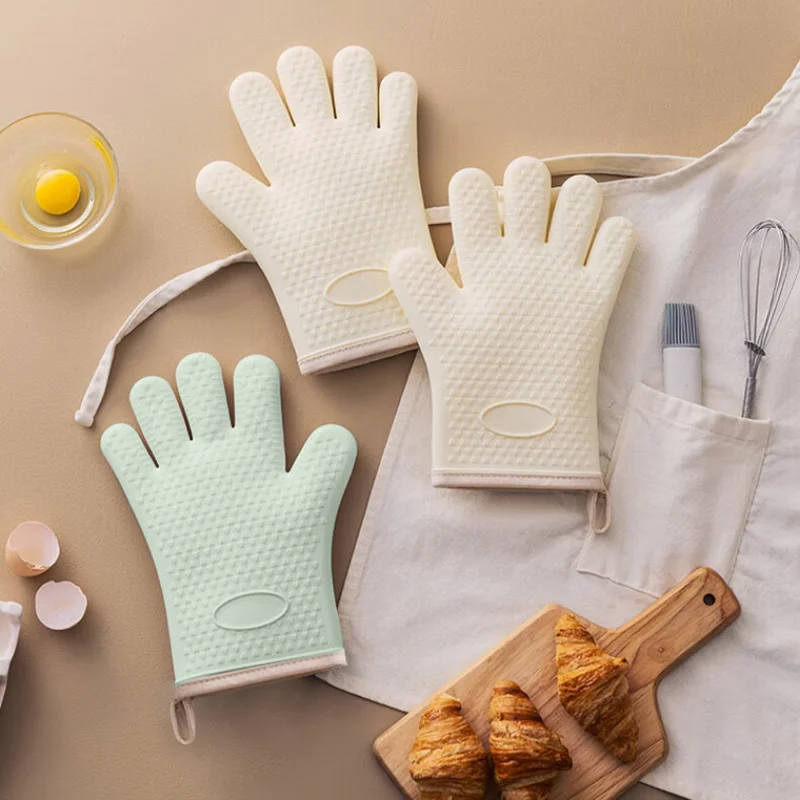 

Kitchen Accessories 1Pcs Silicone Kitchen Gloves for Cooking Baking Barbecue Anti-slip Oven Gloves With Lanyard Oven Mitt