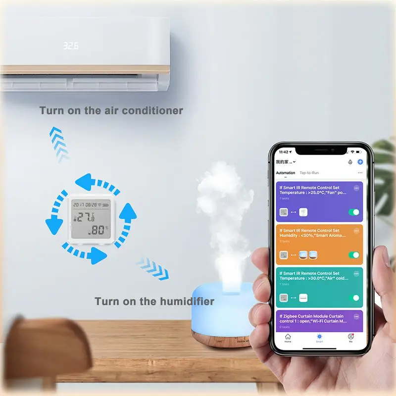 Tuya Zigbee-Sensor inteligente de temperatura y humedad, termómetro inalámbrico con pantalla LCD, pantalla Digital, funciona con Alexa y Google