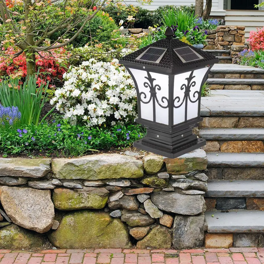 Outdoor Post Lantern Yard Pedestal Lamp Fence Solar Light for Garden Decoration Gate Wall Courtyard Cottage Column Headlights