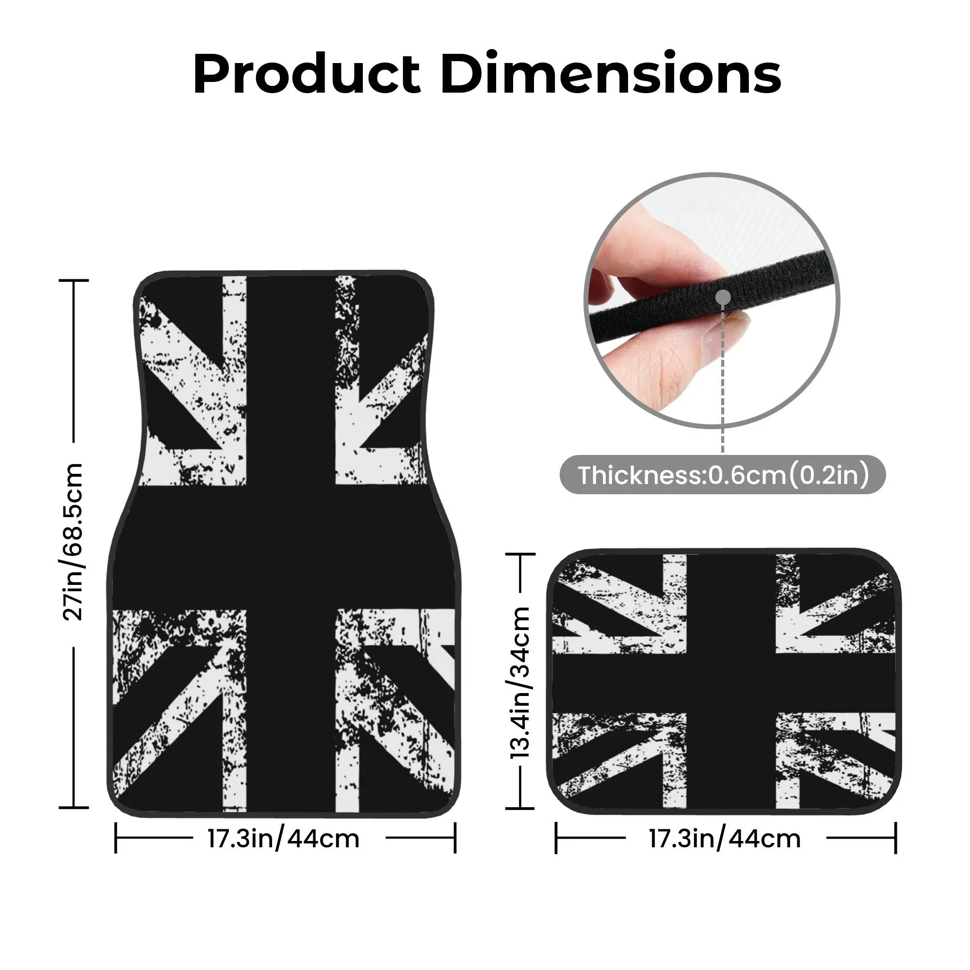 Set Of 4 UK Flag Car Floor Mats - Featuring The British Union Jack, A Great Gift For Those Who Take Pride In The UK, Perfect For