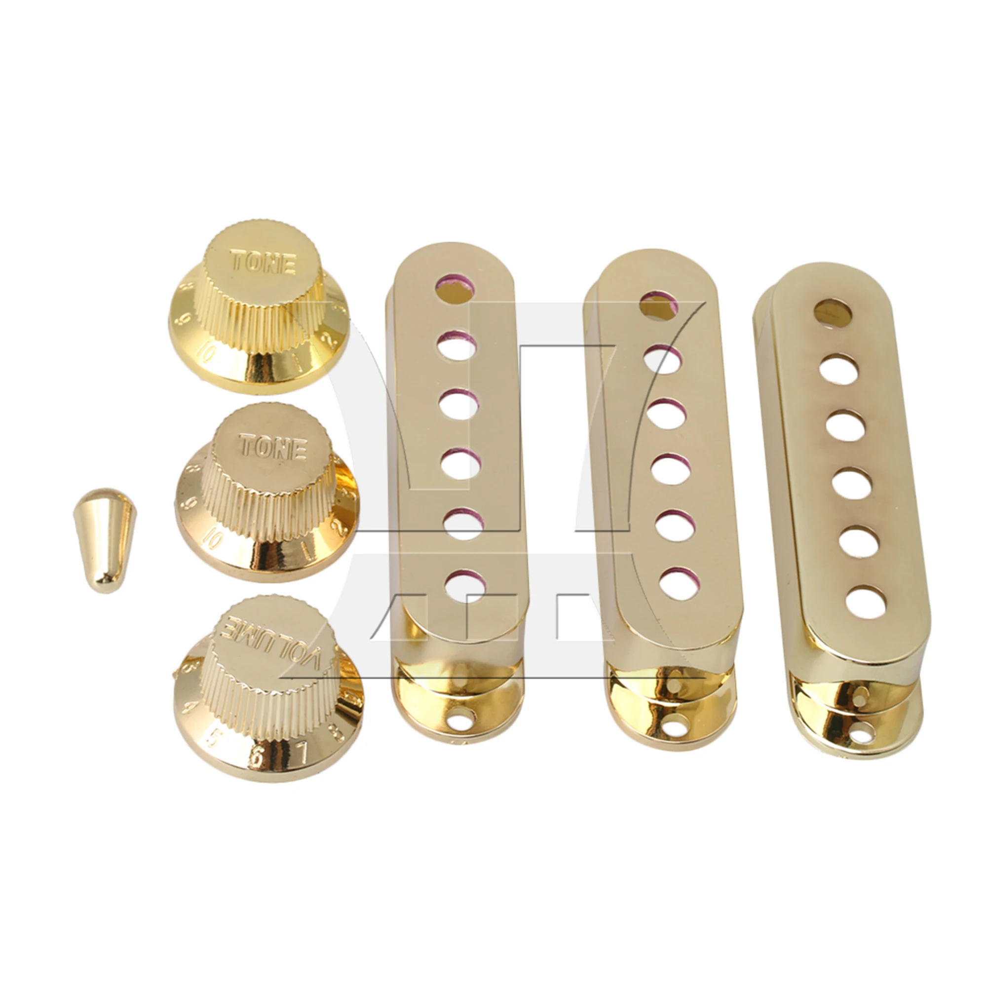 

Yibuy 3 Pcs Plastic Electric Guitars Golden Pickup Cover and Black Numbers 1V2T Knobs