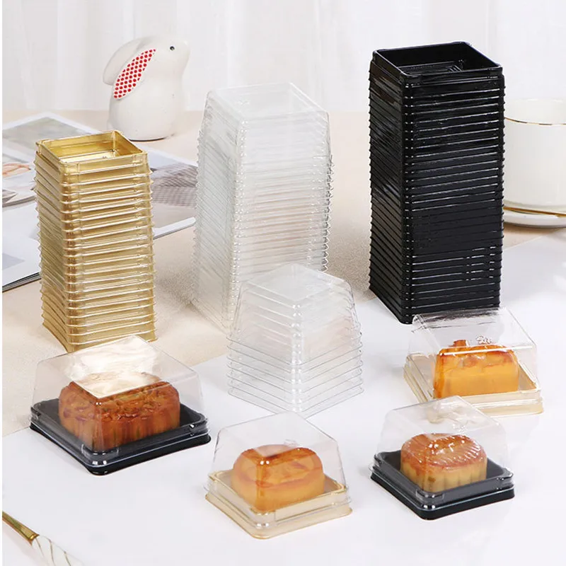 

200Sets 50g Wedding Party Christmas DIY Square Gold/Black Moon Cake Packing Box Mooncake Container Candy Box