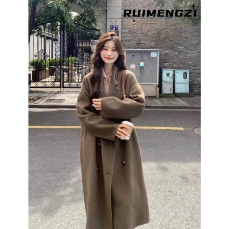 

2024 New French Winter Romantic Temperament Women's Sweet and Fresh Woolen Coat Jacket Long Casual High-end Coat for Women