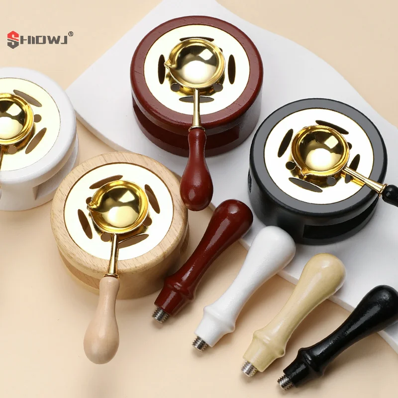 

2Pcs Retro Sealing Wax Furnace Stove Pot Wood Handle Seal Wax Fire Oven Craft Stamp Wedding Invitation Decor Supplies