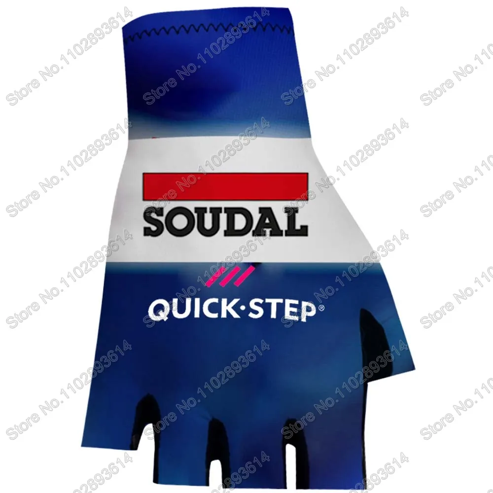 Blue Soudal Quick Step Cycling Gloves 2024 Team World Champion Bicycle Gel Half Finger Gloves One Pair Size Guante Ciclismo Gant