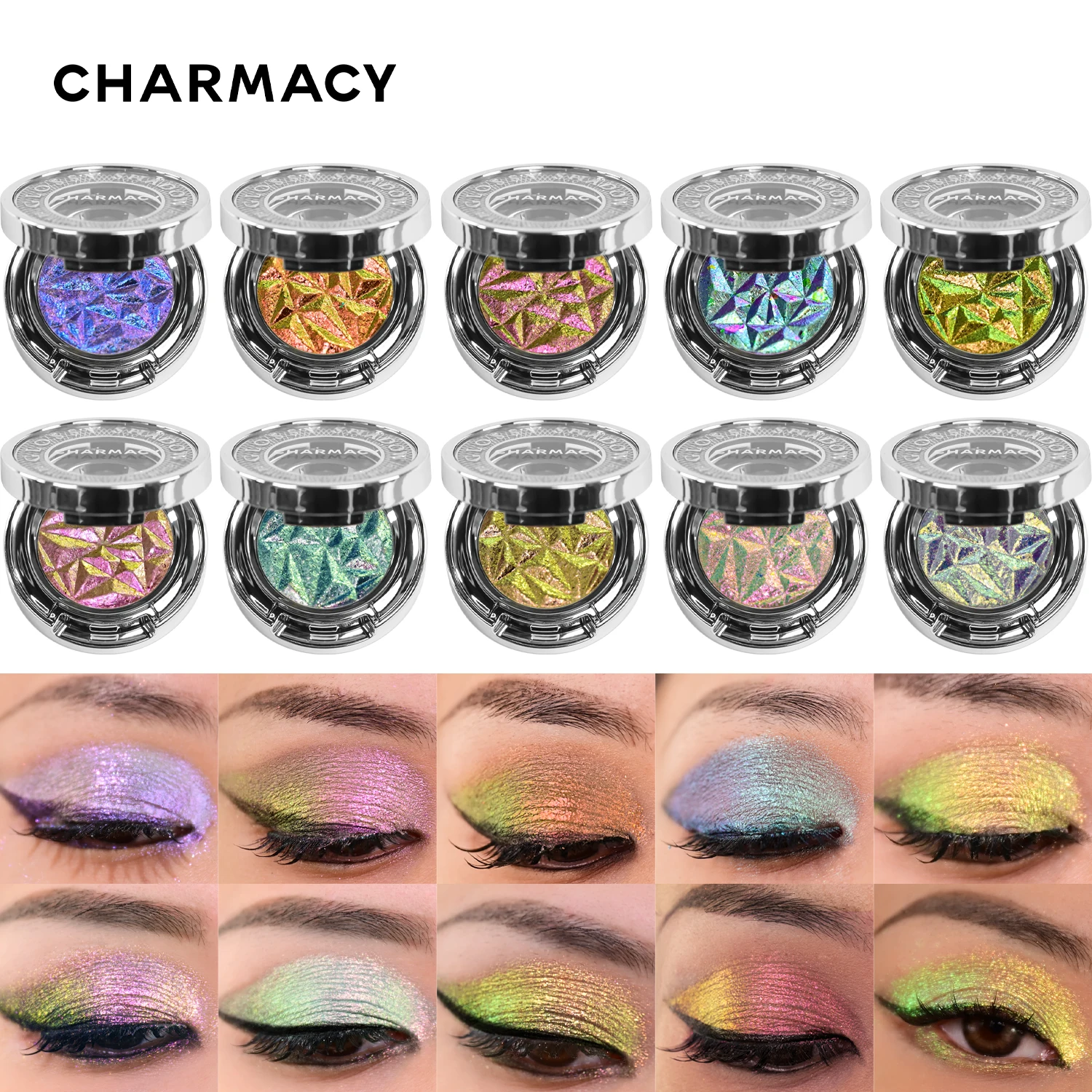 CHARMACY 2022 New Multichrome Single Eye Shadow High Quality Duo Chrome Eyeshadow Glitter Eye Makeup Cosmetics Wholesale