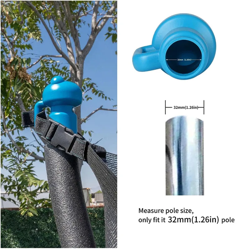 6Pcs Trampoline Enclosure Pole Caps with Screws 0.98/1.26/1.5”Diameter Waterproof Durable Safety Leisure Spare Part for Net Hook