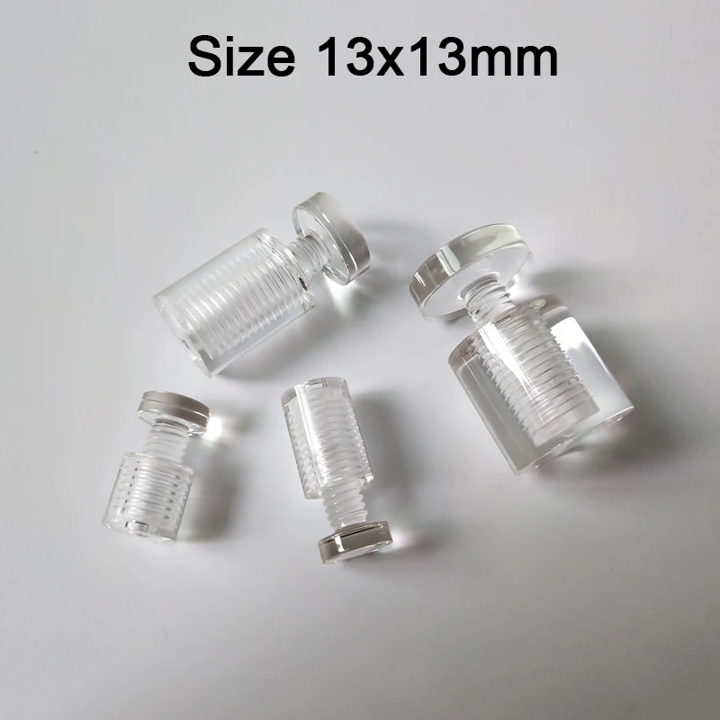 Brand New 200PCS 13X13mm Transparent Acrylic Standoff Pins Advertising Screws Wall Sign Light box Billboard Glass Standoff Nails