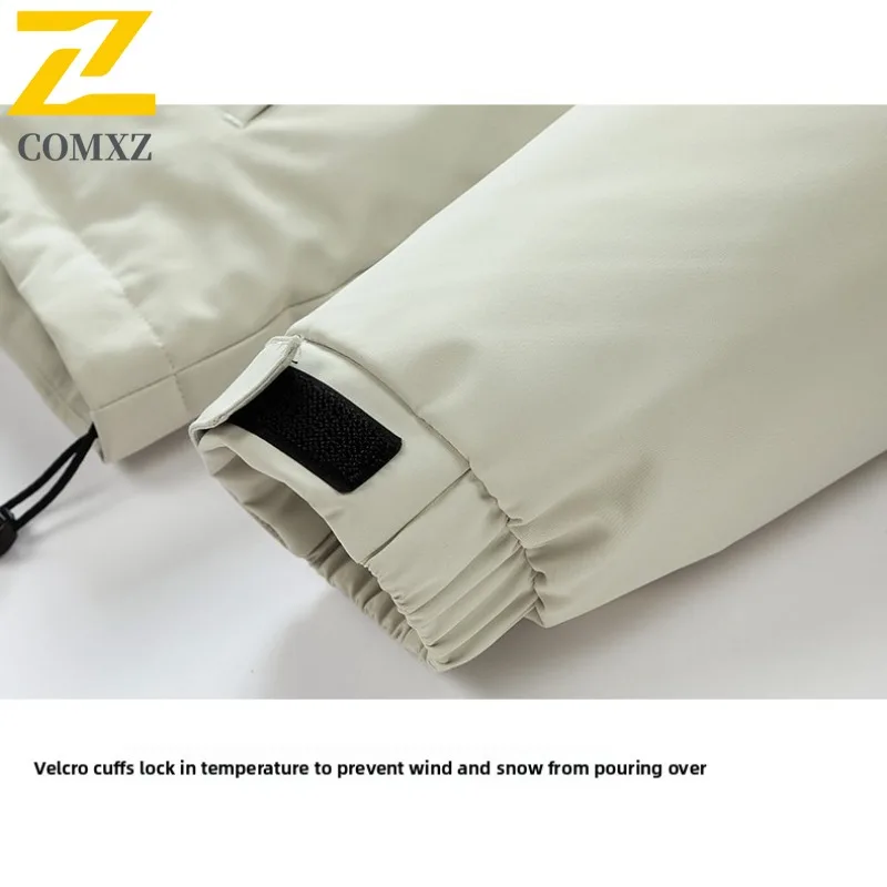 COMXZ 2025 Mens Womens Fleece Lined Thickened Stand Collar Winter Jacket Waterproof Windproof Outdoor Sports  Reversible Coat