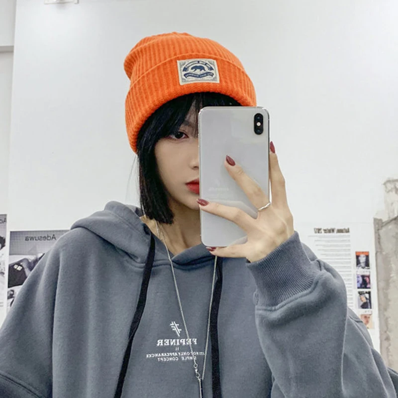 الخريف الشتاء محبوك قبعة للرجال النساء الهيب هوب Skullies البطيخ قبعة موضة الشرير الكروشيه بونيه Kpop بلون زوجين بيني