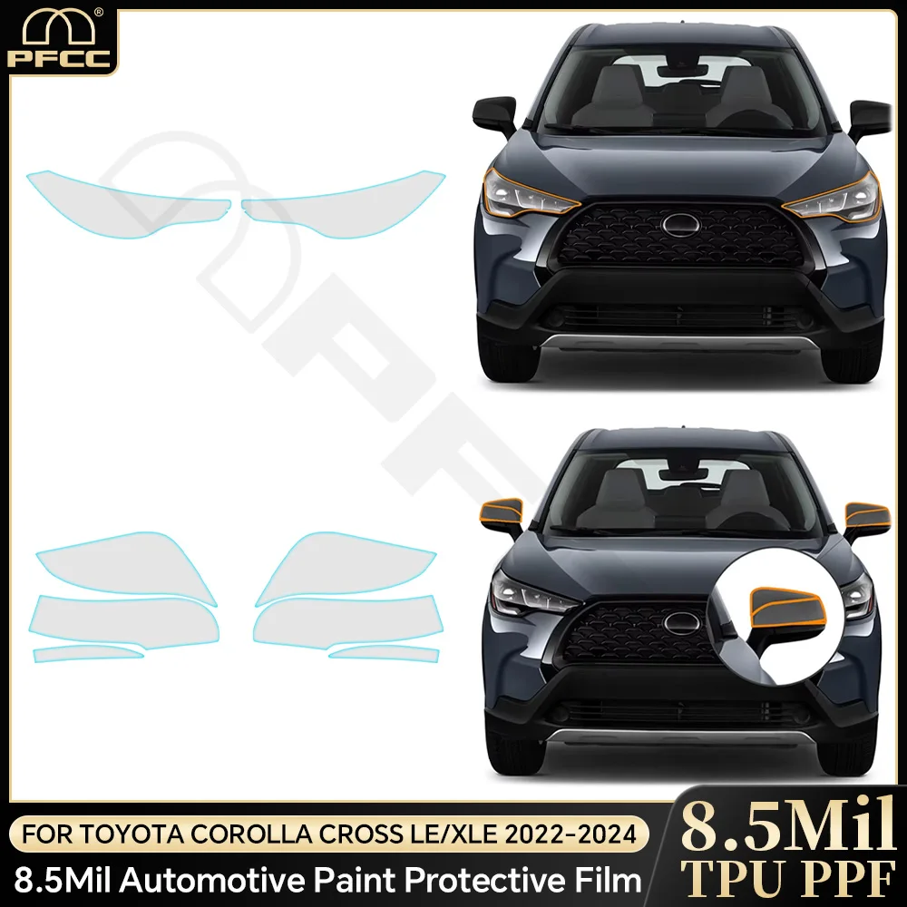 

Headlight Rearview Film for Toyota Corolla Cross LE/XLE 2022-2024 Car Paint Protection Film TPU Pre-cut Anti-scratch Transparent