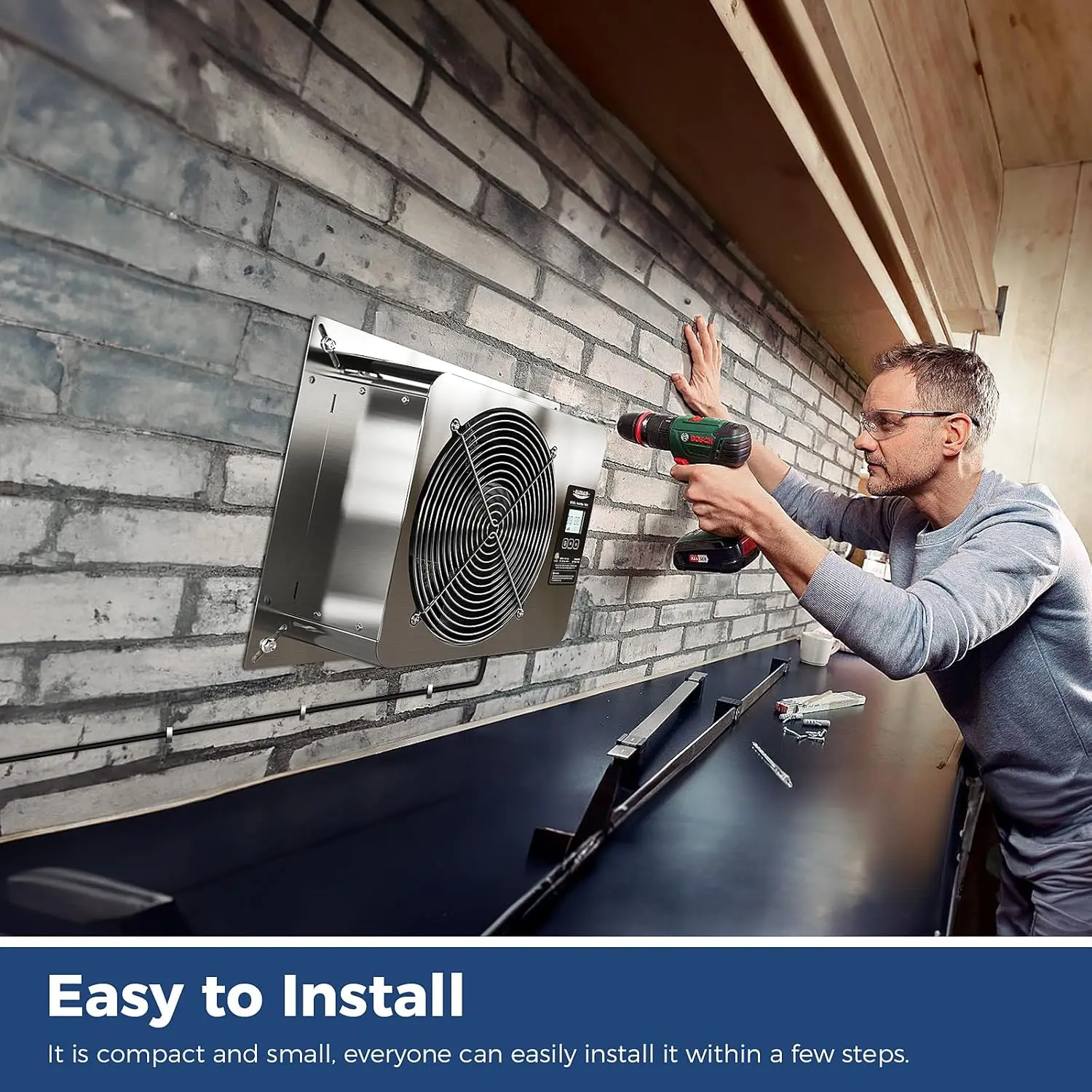 CFM Crawl Space Ventilator Fan, IP55 Rated Basement Exhaust Fan with Temperature Humidity Controller, Timing Cycle, Speed Contro