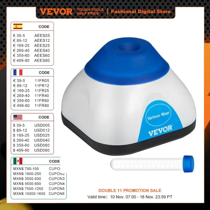 

VEVOR Lab Mini Vortex Mixer 3000/6000 RPM Fixed Speed Shaker 50ML Laboratory Equipment Use for Test Tube Tattoo Ink Nail Polish