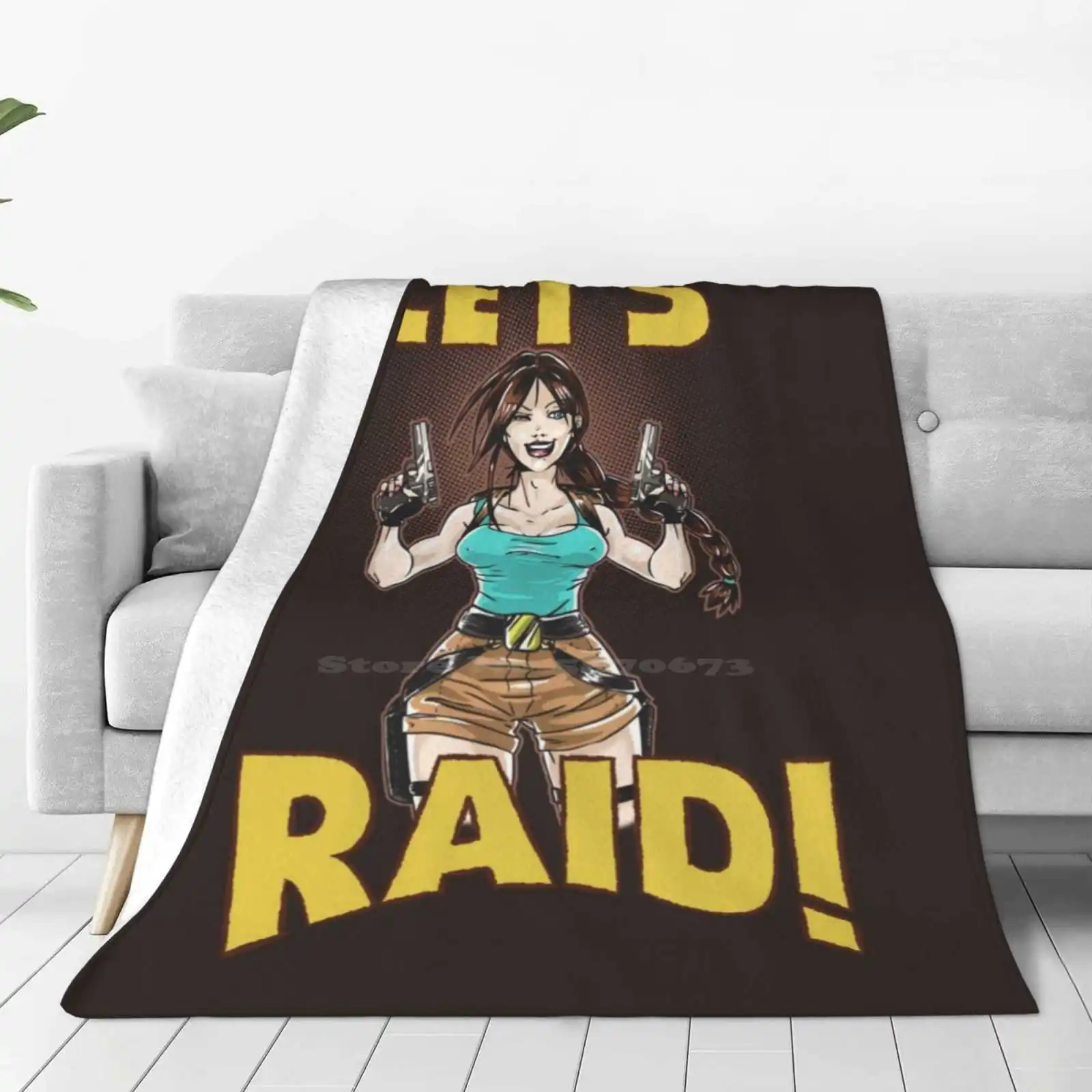 

Давайте рейд! Модное мягкое теплое одеяло, Лара Крофт, гробница, распылитель, Видеоигра для малышей