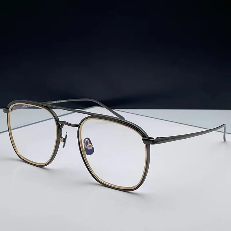 

Designer Brand Hand-made Pure Titanium Eyeglasses Square Black Golden Glasses Frames Vintage Retro Style