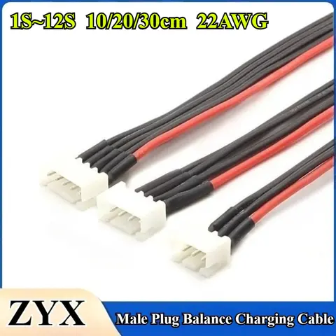 5Pcs 1S 2S 3S 4S 5S 6S 7S 8S 9S 10S 11S 12S Lipo Battery Balance Charger Cable IMAX B6 Connector Male Plug Wire 22AWG 10/20/30cm