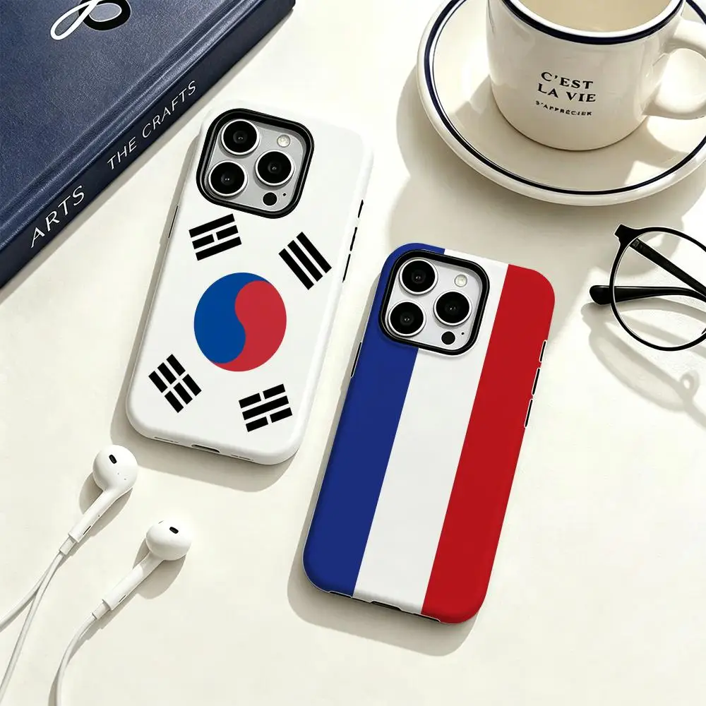 Funda de Teléfono de Lujo con Logotipo de Bandera Nacional, Carcasa de Película Lujosa para iPhone 17 16e 16 15 14 13 12 Pro Max Plus XS