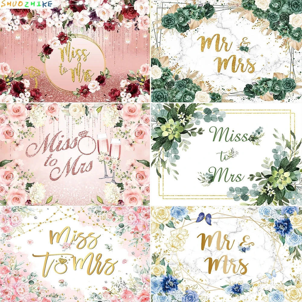 

Miss to Mrs Wedding Bridal Shower Backdrop Props Flower Valentine's Day Rose Custom Poster Photographic Background JC-75